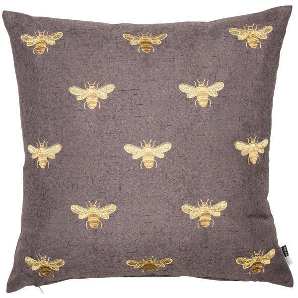 Emb Bees on Faux Linen 43x43 - Canwell Interiors Limited - Malini