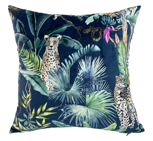 Emb Leopard on Black Velvet Cushion 45x45 - Canwell Interiors Limited - Malini
