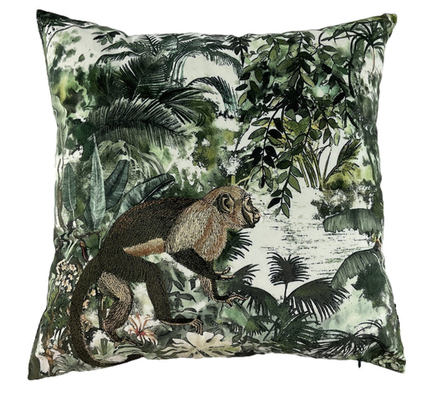 Embroidered Monkey Jungle Print 45x45 - Canwell Interiors Limited - Malini