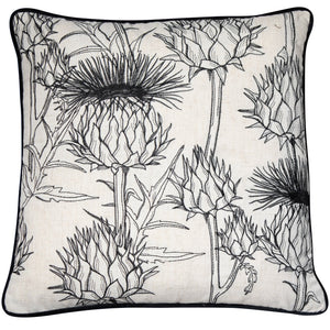 Embroidered Mono Thistle Cushion 45x45 - Canwell Interiors Limited - Malini