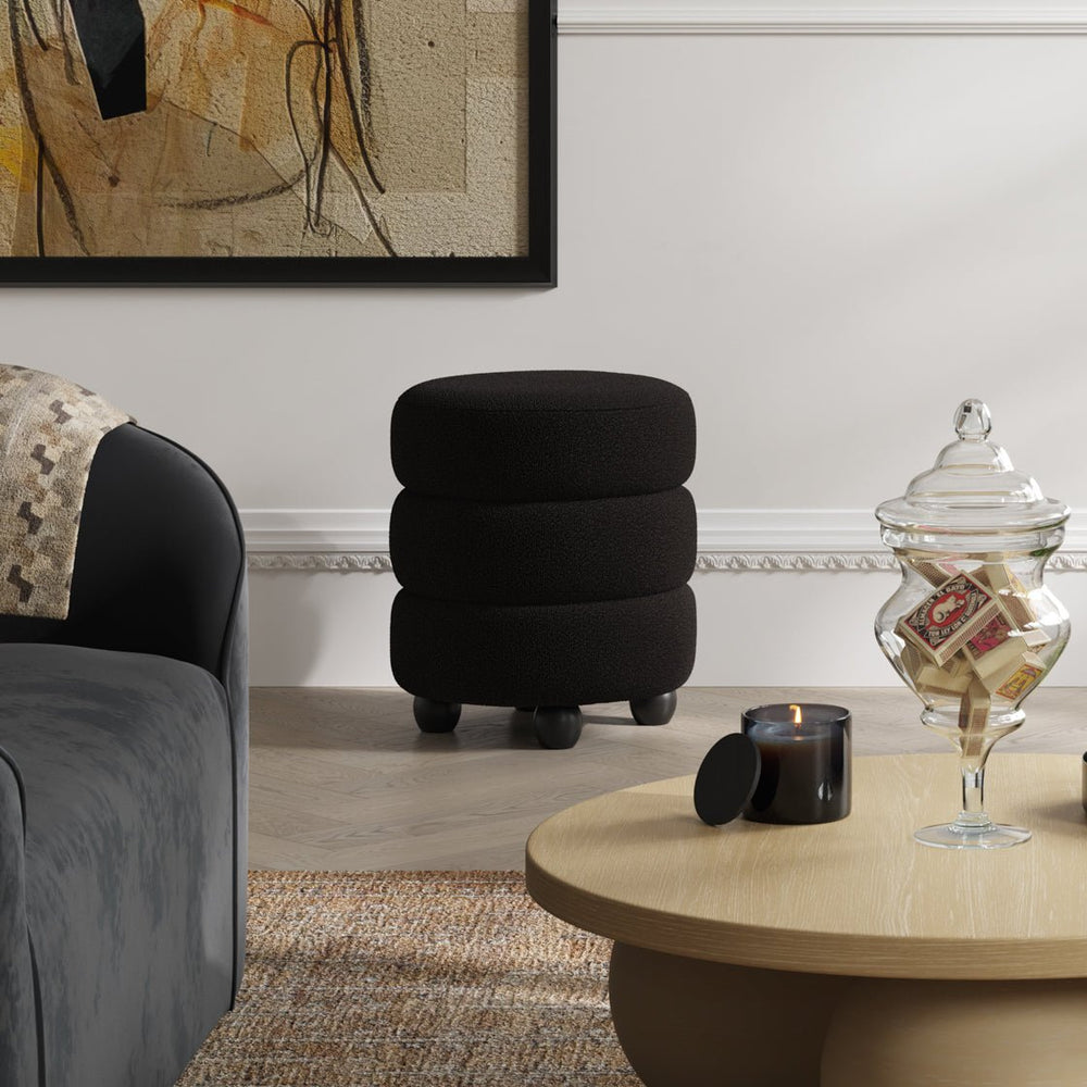 Emi Black & Black Pouffe - Canwell Interiors Limited - Canwell