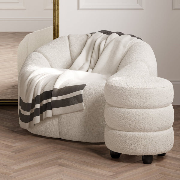 Emi Ivory & Black Pouffe - Canwell Interiors Limited - Canwell