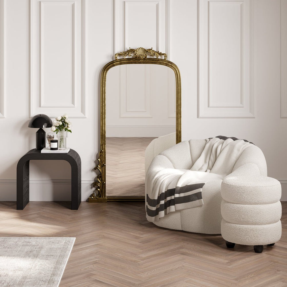 Emi Ivory & Black Pouffe - Canwell Interiors Limited - Canwell