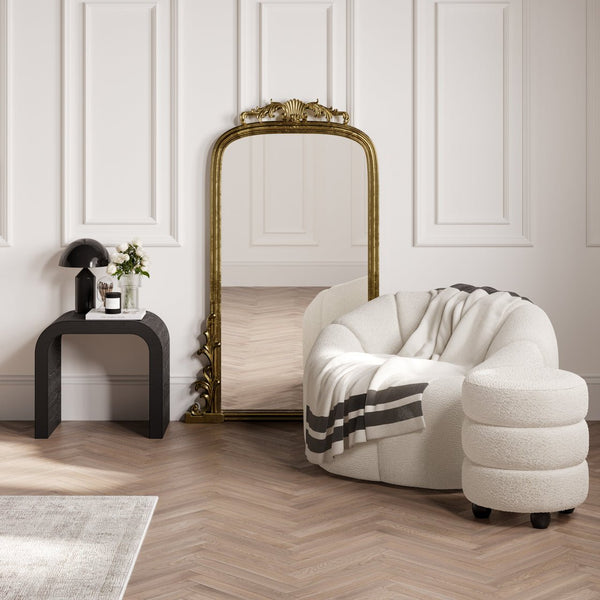 Emi Ivory & Black Pouffe - Canwell Interiors Limited - Canwell