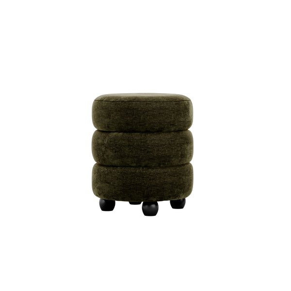 Emi Olive & Black Pouffe | Xshowhome