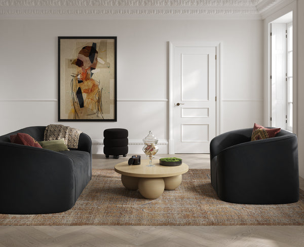 Emi Brandy & Black Pouffe | Xshowhome