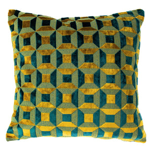 Empire 45x45 Feather Filled Cushion Teal & Gold - Canwell Interiors Limited - Riva
