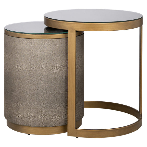 End table Bloomville brass shagreen incl. glass (Set of 2) - XShowhome Limited - Richmond