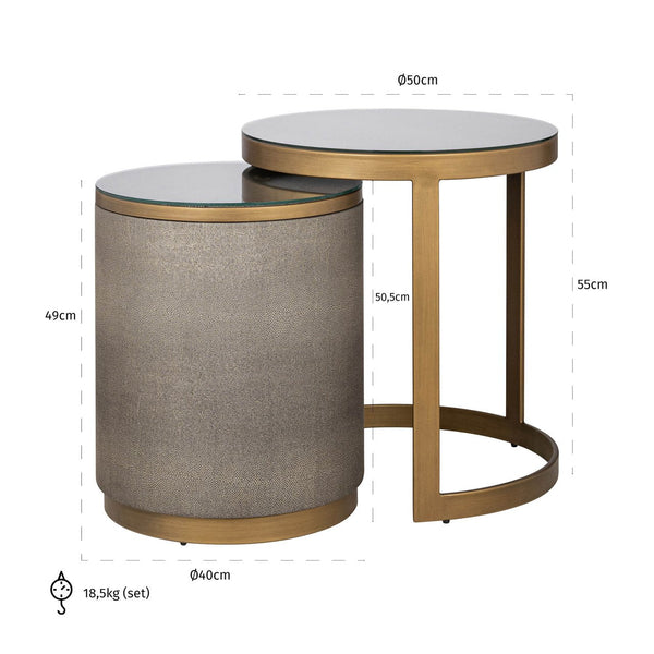 End table Bloomville brass shagreen incl. glass (Set of 2) - XShowhome Limited - Richmond