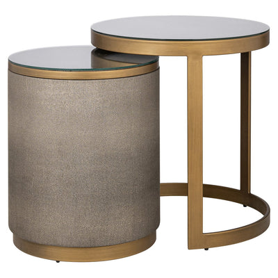 End table Bloomville brass shagreen incl. glass (Set of 2) - XShowhome Limited - Richmond