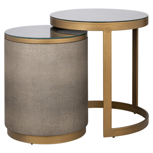 End table Bloomville brass shagreen incl. glass (Set of 2) - XShowhome Limited - Richmond