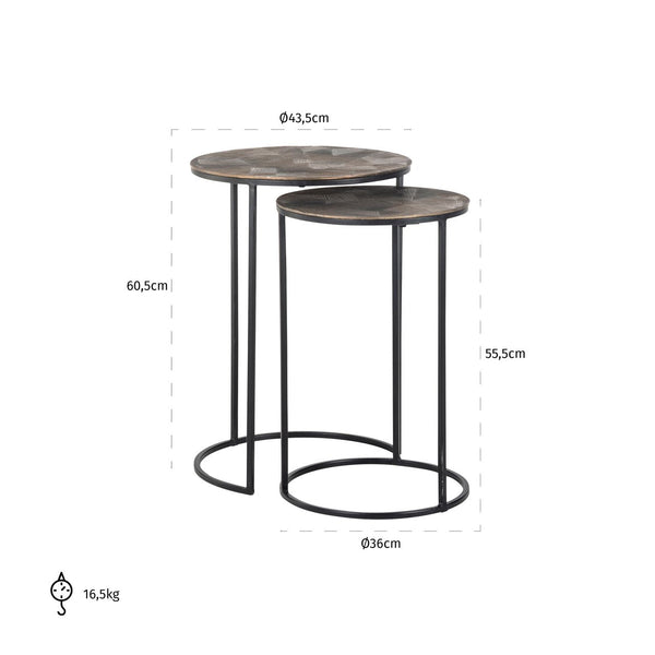 End table Tulum brushed gold (Set of 2) - Canwell Interiors Limited - Richmond