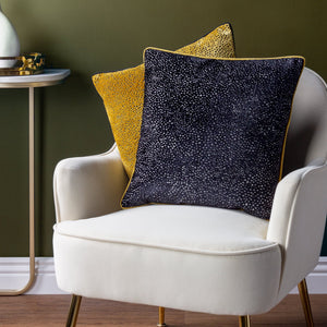 Estelle 45x45 Feather Filled Cushion Black & Gold - Canwell Interiors Limited - Riva