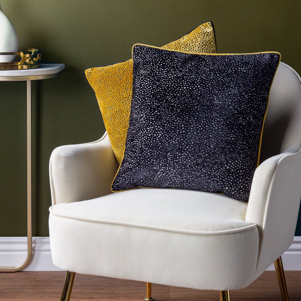 Estelle 45x45 Feather Filled Cushion Black & Gold - Canwell Interiors Limited - Riva