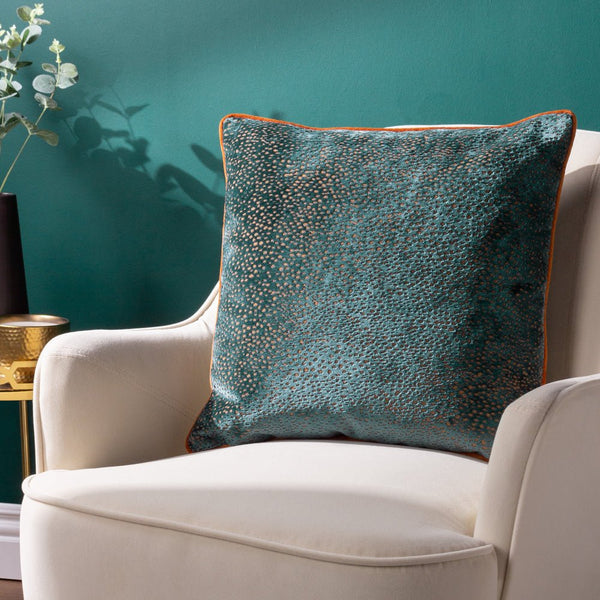 Estelle 45x45 Feather Filled Cushion Teal/Rust - XShowhome Limited - Riva