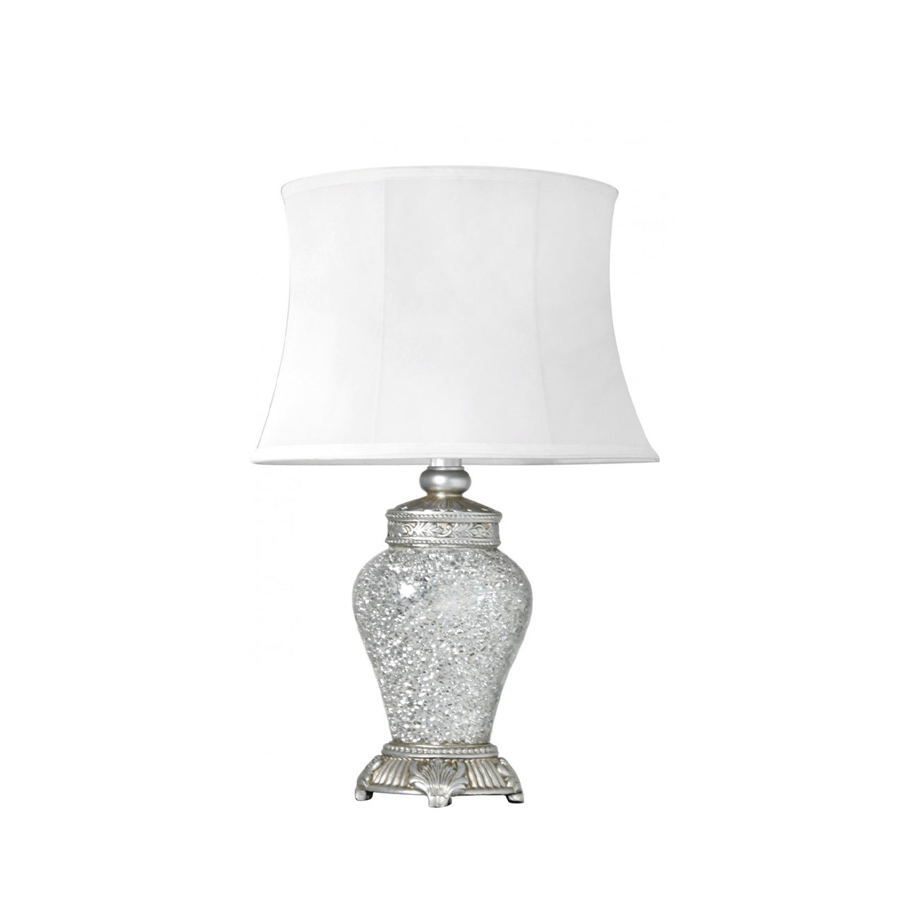 45cm PR Tbl Lmp Silver Mo 11in Ovl P.White Shd-E14-Dual Plug