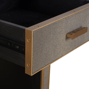Ex - Display Bloomville Nightstand – Brass Shagreen incl. Glass Top - Canwell Interiors Limited - Xshowhome