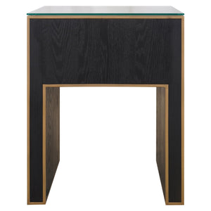 Ex - Display Bloomville Nightstand – Brass Shagreen incl. Glass Top - Canwell Interiors Limited - Xshowhome