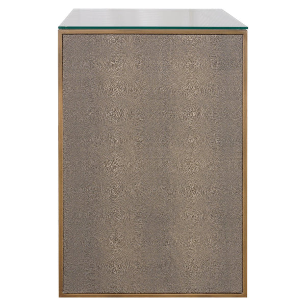 Ex - Display Bloomville Nightstand – Brass Shagreen incl. Glass Top - Canwell Interiors Limited - Xshowhome