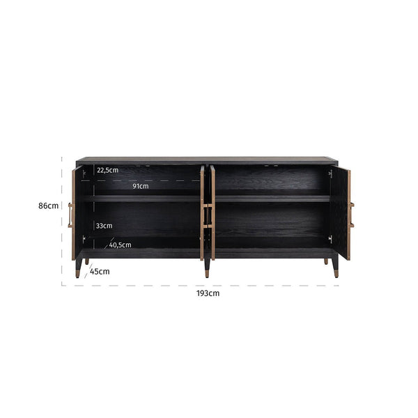 Ex - Display Bloomville Sideboard – 4 - Door, Shagreen - Canwell Interiors Limited - Xshowhome