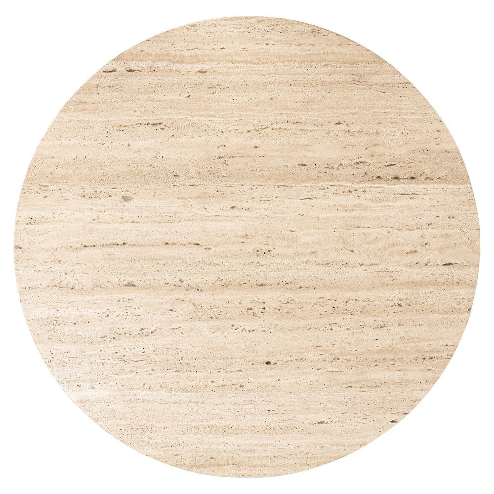 Ex-Display Hampton Coffee Table - Dark Brown, Travertine Top 90Ø - XShowhome Limited - Richmond