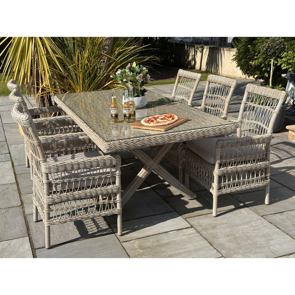 Ex-Display Provence Outdoor 6 Seater Dining Set - Beige - XShowhome Limited - Hills