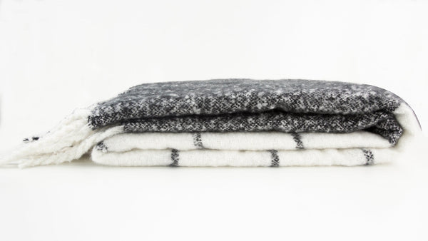 Faux Mohair Check Black/ivory 130x170 - Canwell Interiors Limited - Malini