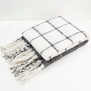 Faux Mohair Check Black/ivory 130x170 - Canwell Interiors Limited - Malini