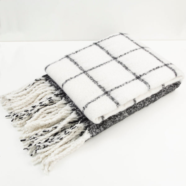 Faux Mohair Check Black/ivory 130x170 - Canwell Interiors Limited - Malini