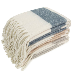Faux Mohair Stripe Ivory/grey 130x170 - Canwell Interiors Limited - Malini