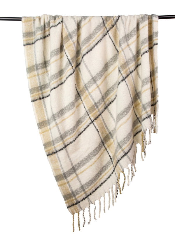 Faux Mohair Throw Grey/sage Plaid 130x170 - Canwell Interiors Limited - Malini