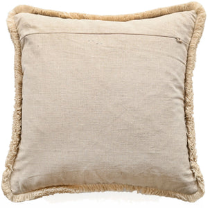 Feather Print on Linen with Fringing Natural 45x45 - Canwell Interiors Limited - Malini
