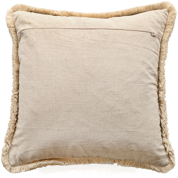 Feather Print on Linen with Fringing Natural 45x45 - Canwell Interiors Limited - Malini