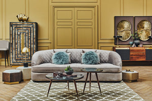 Fiji Three Seat Grey Cotton Velvet Sofa - Canwell Interiors Limited - Xshowhome