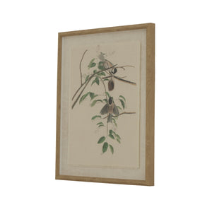 Flora & Fauna Collection Chickadees on Linen in Beaded Frame - Canwell Interiors Limited - Hills