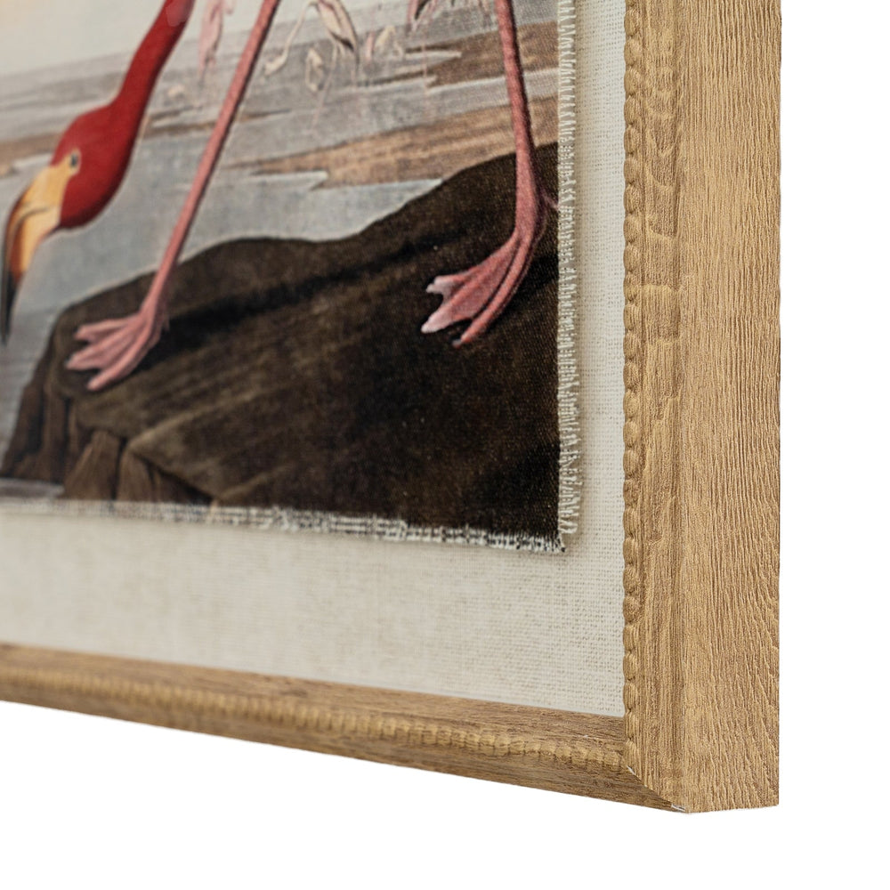 Flora & Fauna Collection Flamingo on Linen in Beaded Frame - Canwell Interiors Limited - Hills