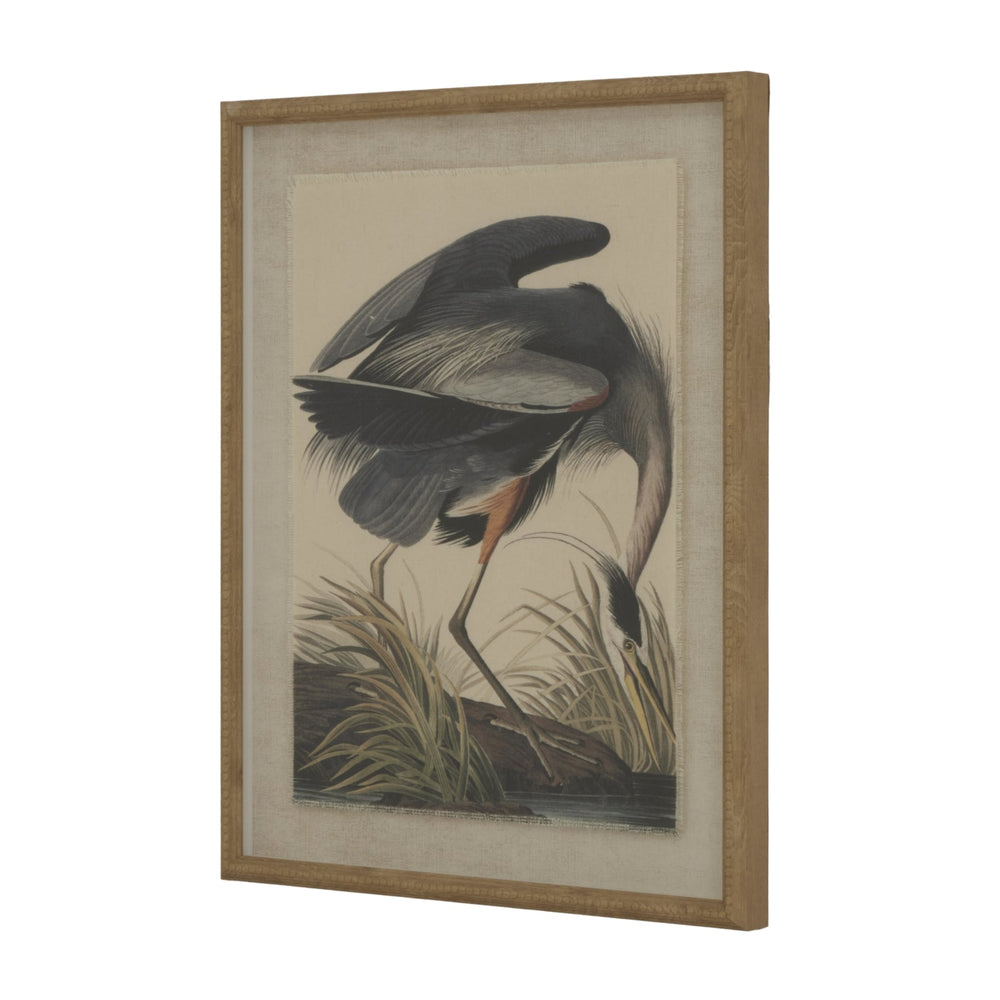 Flora & Fauna Collection Heron on Linen in Beaded Frame - Canwell Interiors Limited - Hills