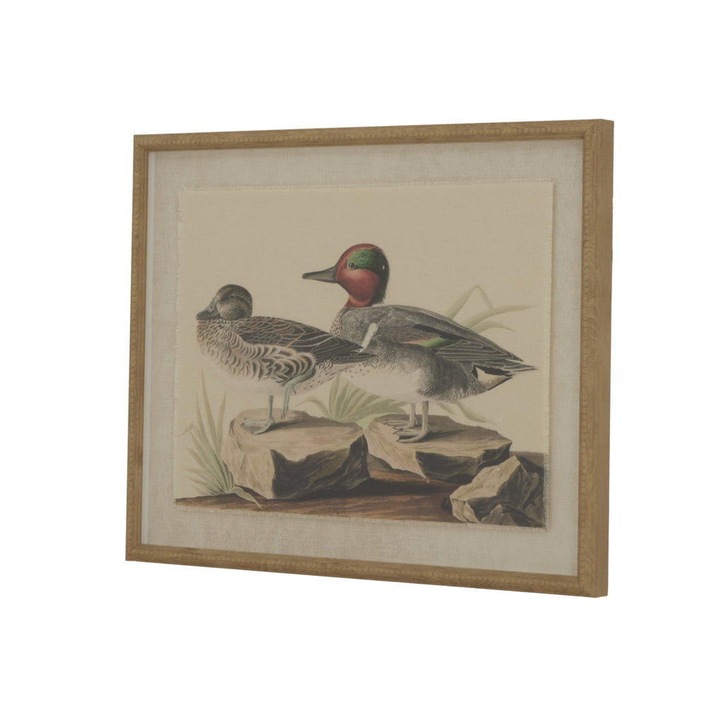 Flora & Fauna Collection Teals on Linen in Beaded Frame - Canwell Interiors Limited - Hills