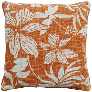 Floral Print on Loose Weave Orange 45x45 - Canwell Interiors Limited - Malini