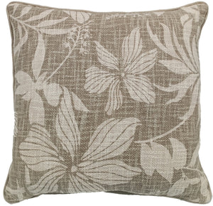 Floral Print on Loose Weave Taupe 45x45 - Canwell Interiors Limited - Malini