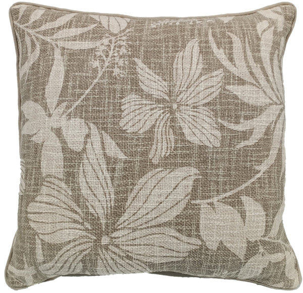 Floral Print on Loose Weave Taupe 45x45 - Canwell Interiors Limited - Malini