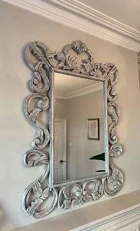 Flower Top Carved Mirror Greywash - Canwell Interiors Limited - Wilde Java
