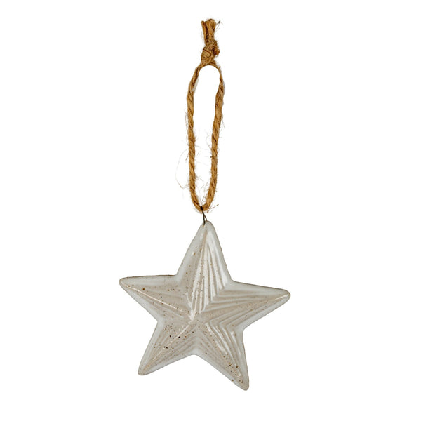 Flurry Star White Ceramic Tree Ornament - Canwell Interiors Limited - Hills