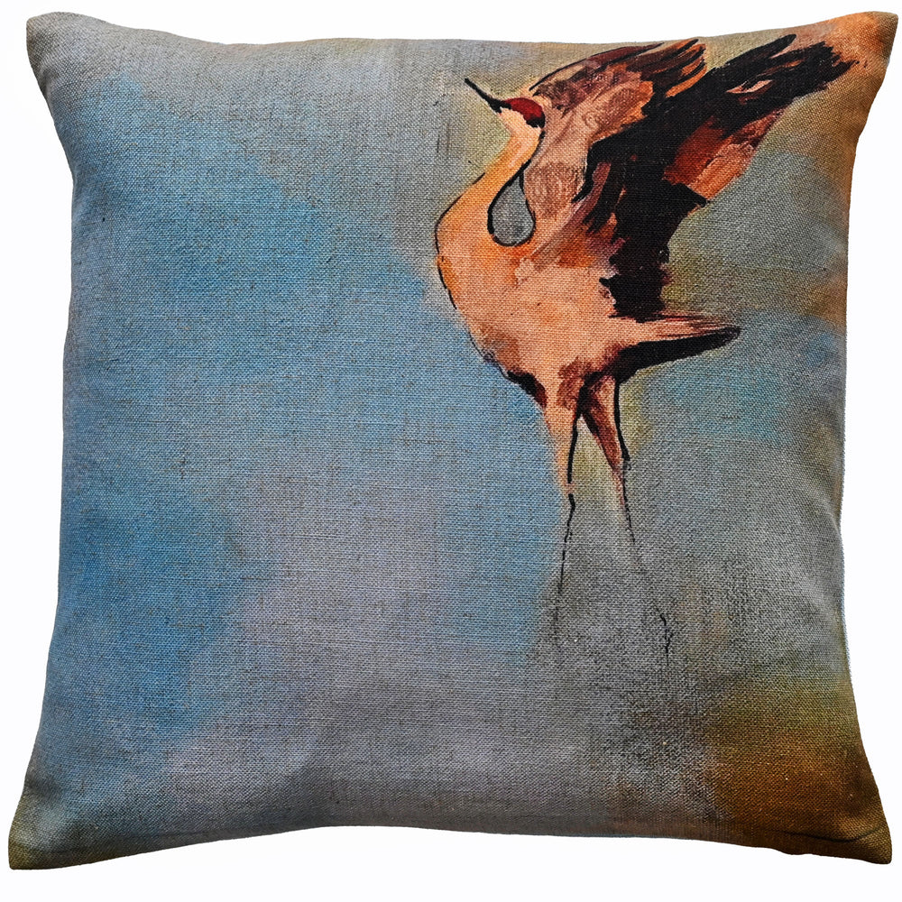 Flying Crane Print on Faux Linen 45x45 - Canwell Interiors Limited - Malini