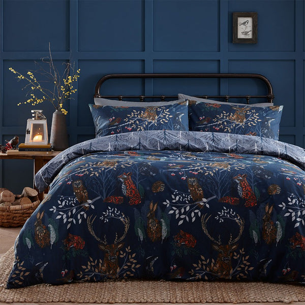 Forest Fauna Super King Size Duvet Set Navy - XShowhome Limited - Riva
