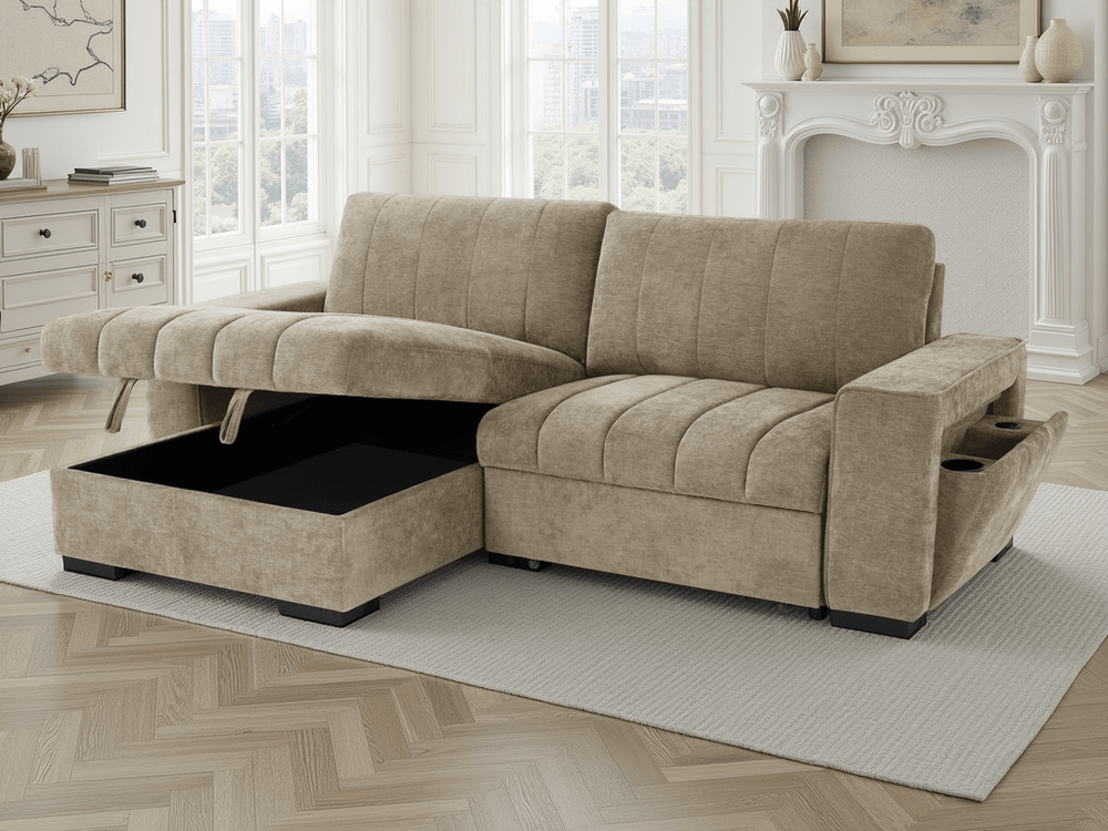 Franklin Sofabed Beige Universal Corner - XShowhome Limited - Xshowhome