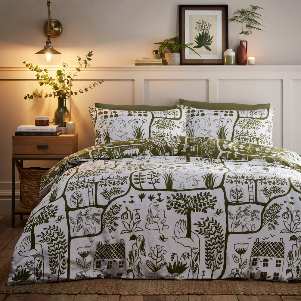 Frida Single Duvet Set Moss - Canwell Interiors Limited - Riva