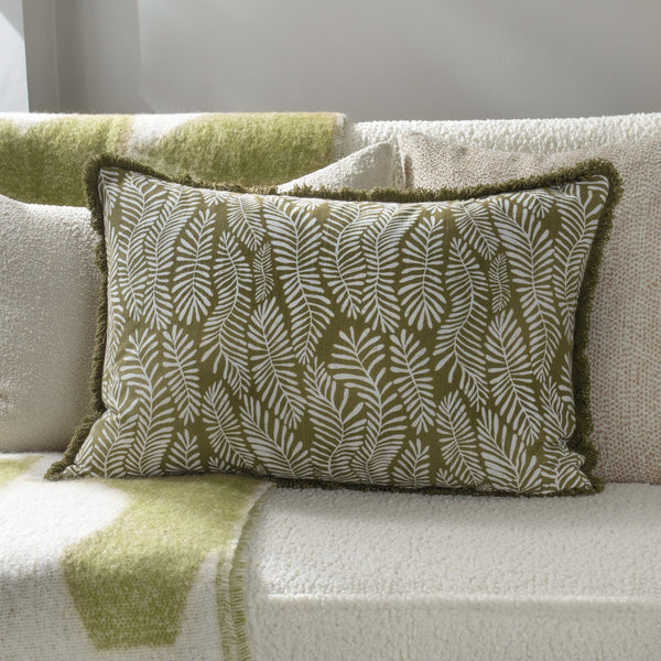 Frond 40x60 Feather Filled Cushion Olive - Canwell Interiors Limited - Riva