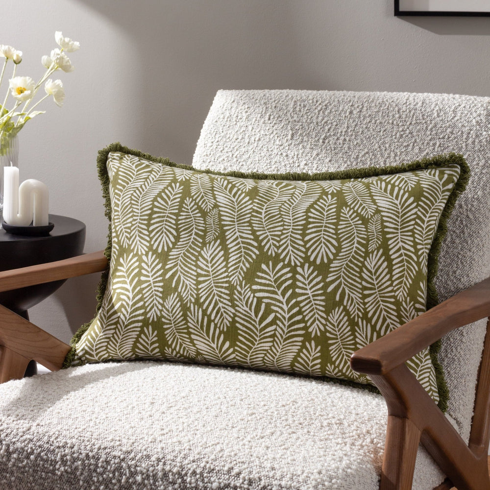 Frond 40x60 Feather Filled Cushion Olive - Canwell Interiors Limited - Riva