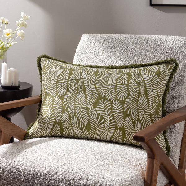 Frond 40x60 Feather Filled Cushion Olive - Canwell Interiors Limited - Riva